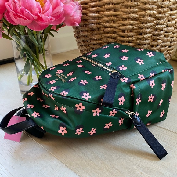 Kate Spade Chelsea the little better floral backpack. Green pink flowers nylon - Picture 8 of 11